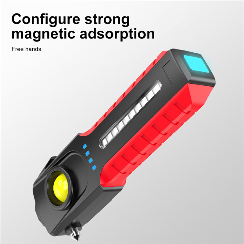 super bright LED flashlight safety hammer COB side light torch super bright LED flashlight safety hammer COB side light torch