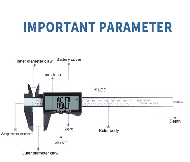 0-150mm plastic digital vernier caliper