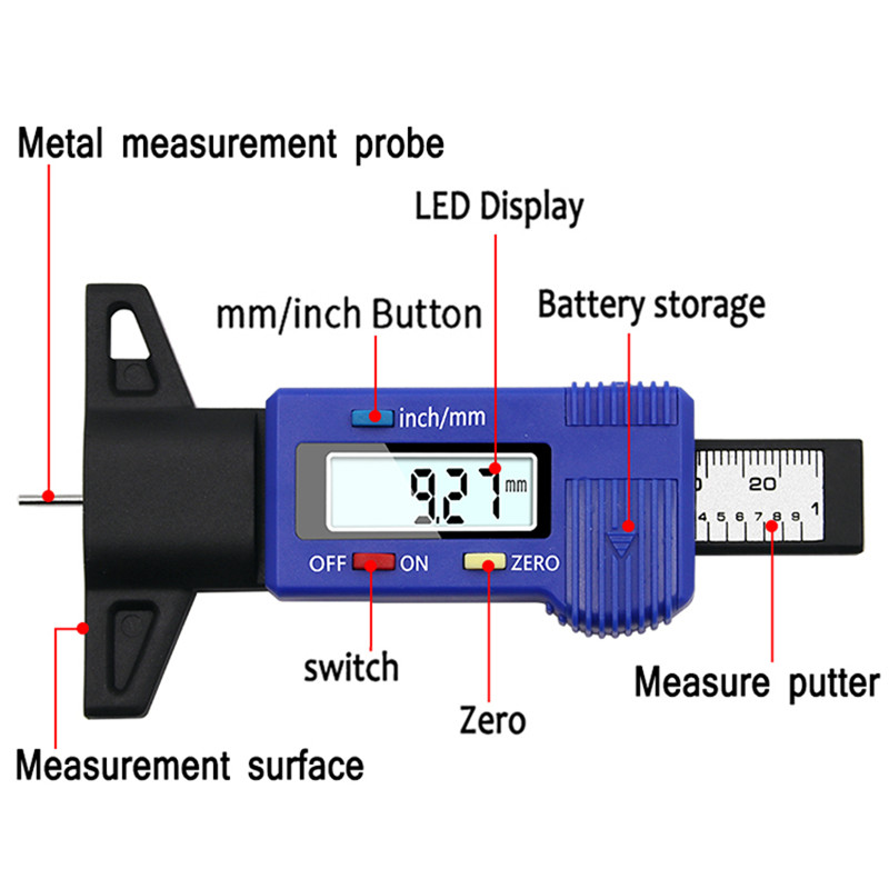 digital car tyre tire tread depth gauge meter measurer caliper