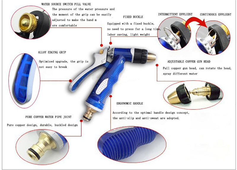 high pressure garden water spray car wash hose nozzle sprinkler