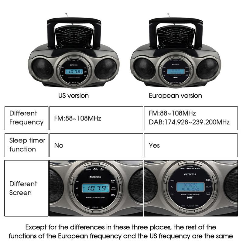 retekess TR631 portable CD boombox radio FM bluetooth speaker