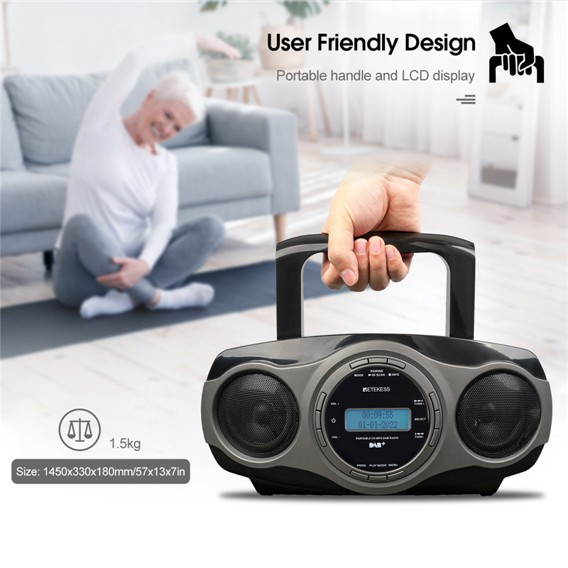 retekess TR631 portable CD boombox radio FM bluetooth speaker