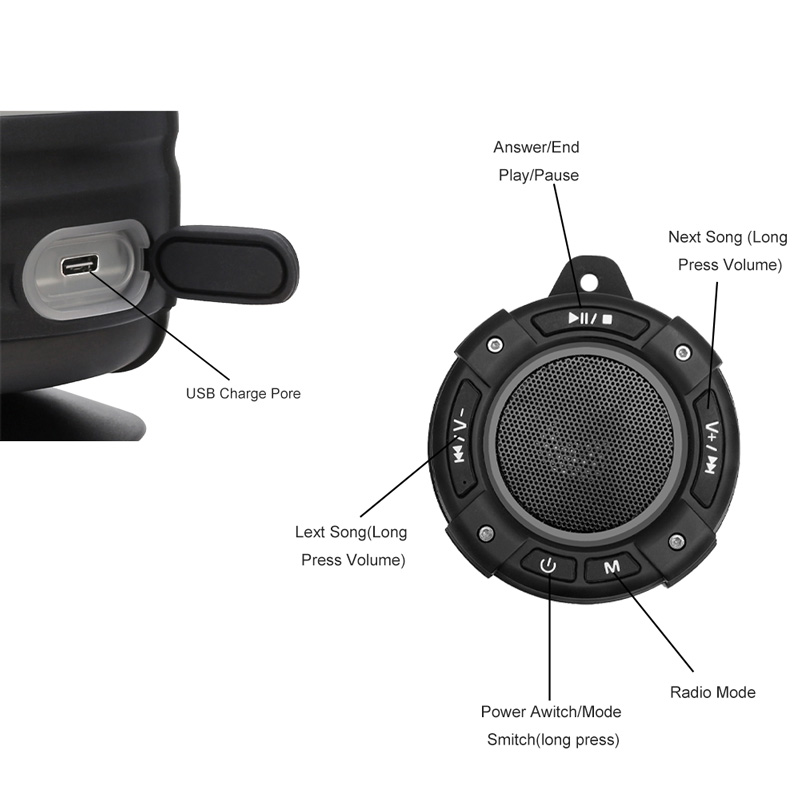 Retekess TR622 portable bluetooth speaker FM radio shower