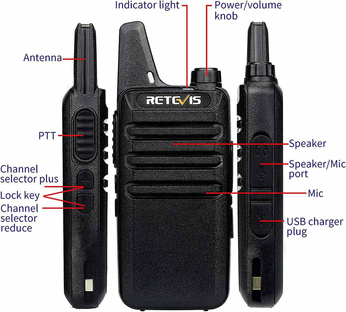 Retevis RT22 portable FRS radio PTT walkie talkies