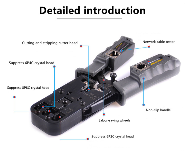 network cable stripper telephone line pliers with net tester