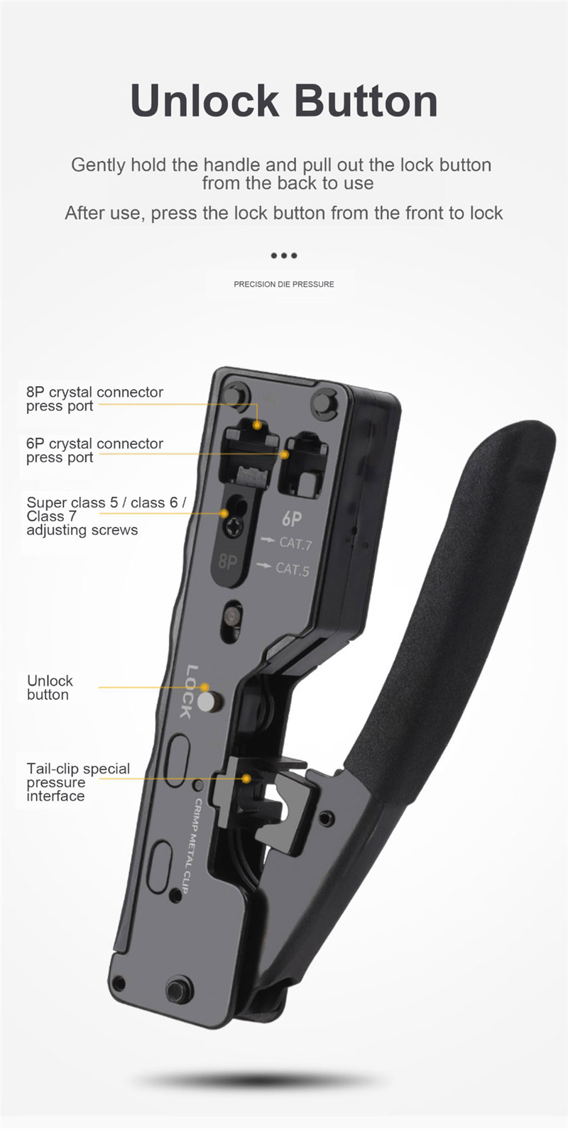 Cat7 RJ45 crimper 6P 8P network wire plier stripping tool