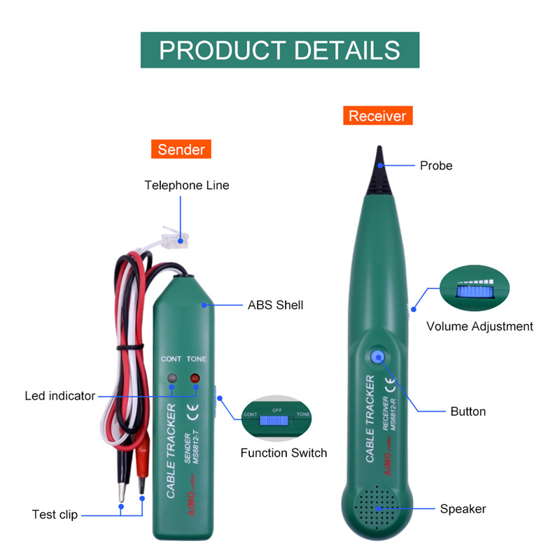 RJ11 telephone wire tracker RJ45 lan network line tracer