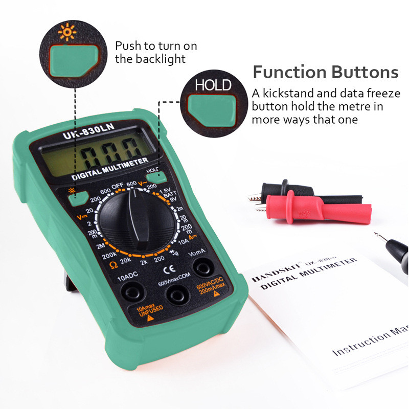 Handskit 830LN digital AC/DC ammeter voltmeter ohm tester