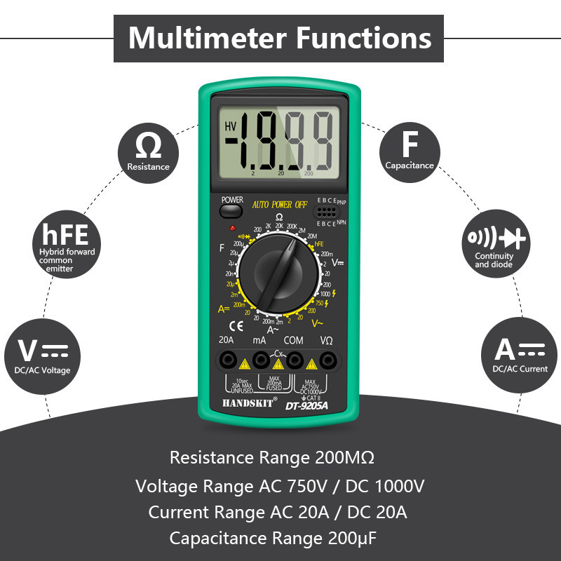 digital multimeter hd intelligent OHM NCV voltage meter