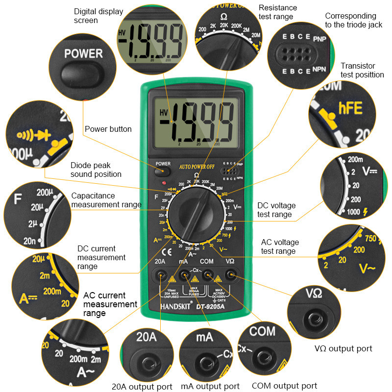 digital multimeter hd intelligent OHM NCV voltage meter