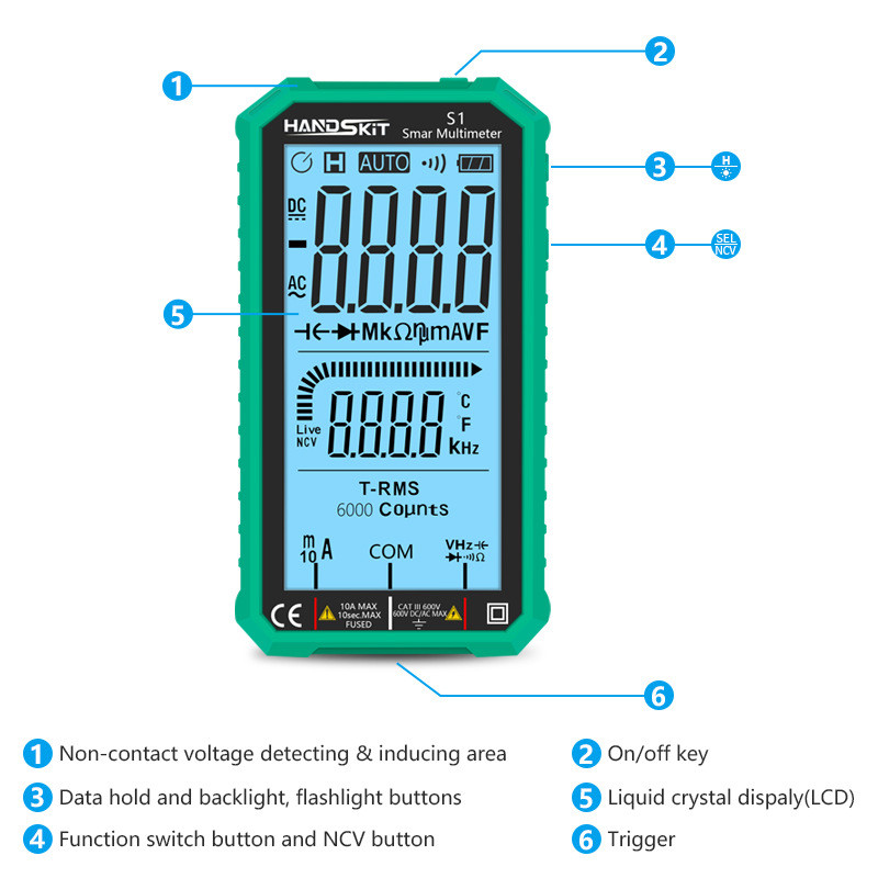 handskit s1 digital multimeter LCD AC DC current voltmeter