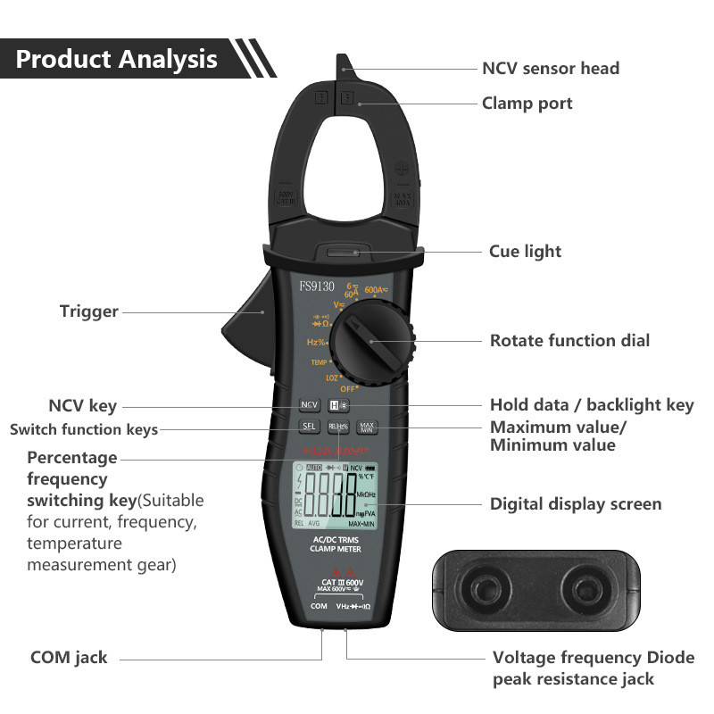 handskit AC/DC clamp meter 6000 counts LCD digital multimeter