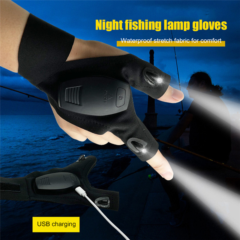 outdoor waterproof rechargeable LED flashlight gloves