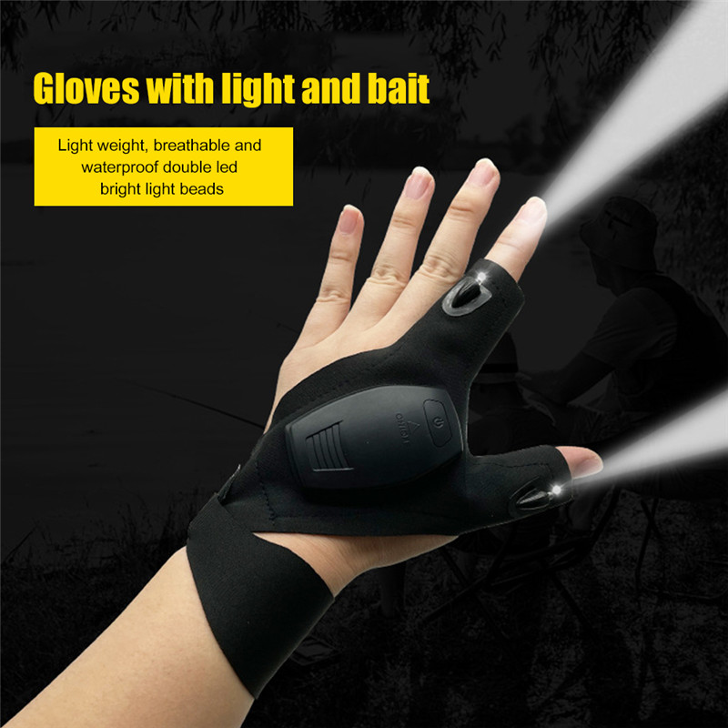 outdoor waterproof rechargeable LED flashlight gloves