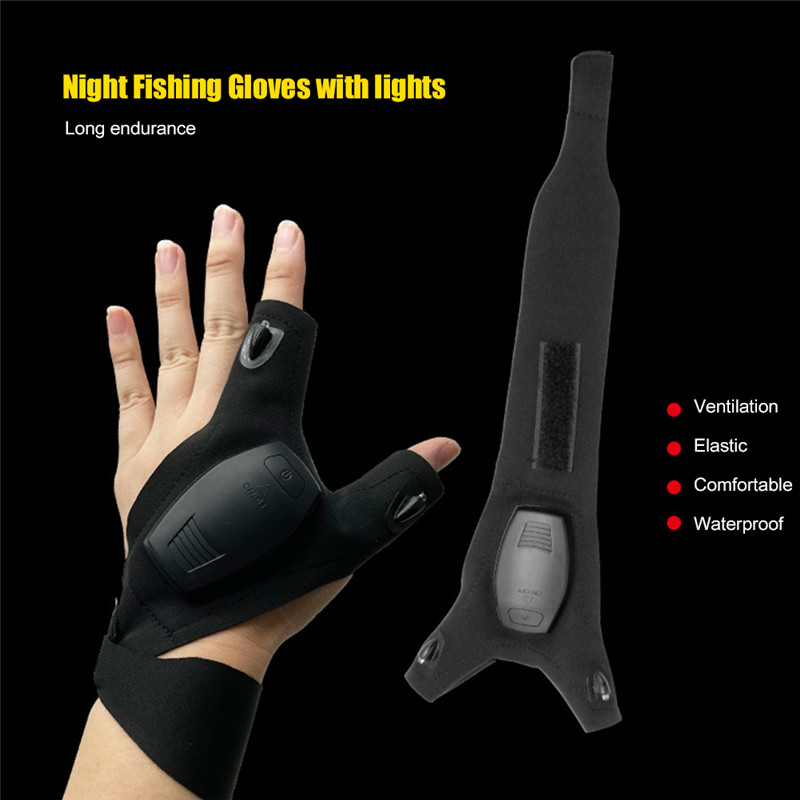 outdoor waterproof rechargeable LED flashlight gloves