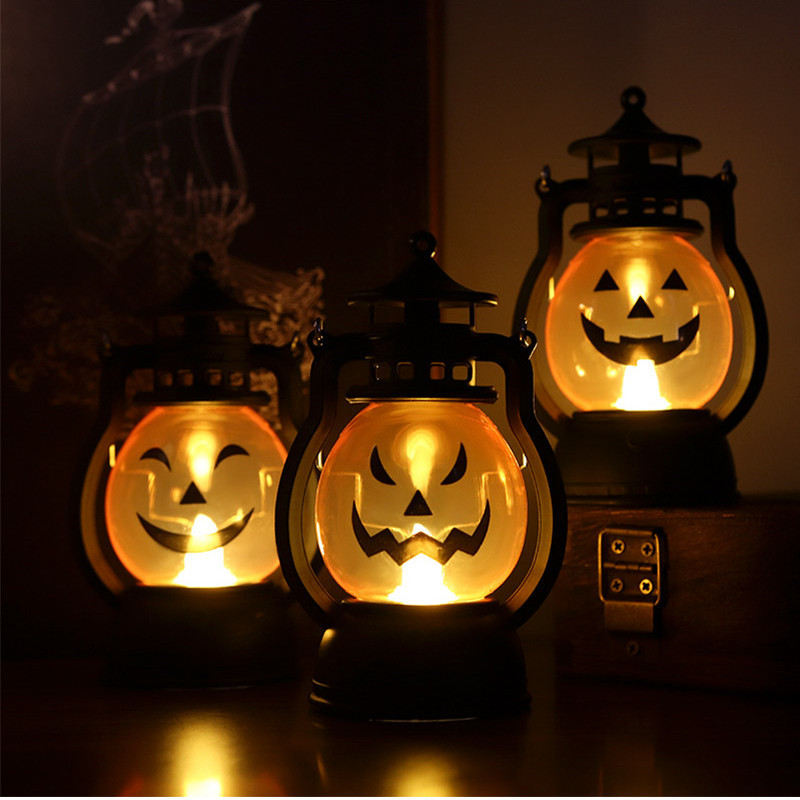 Halloween pumpkin lanterns electric candle led light decor 