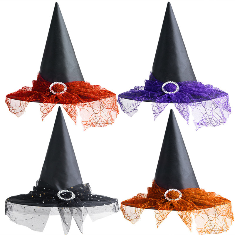 halloween vintage witch hats lace veils
