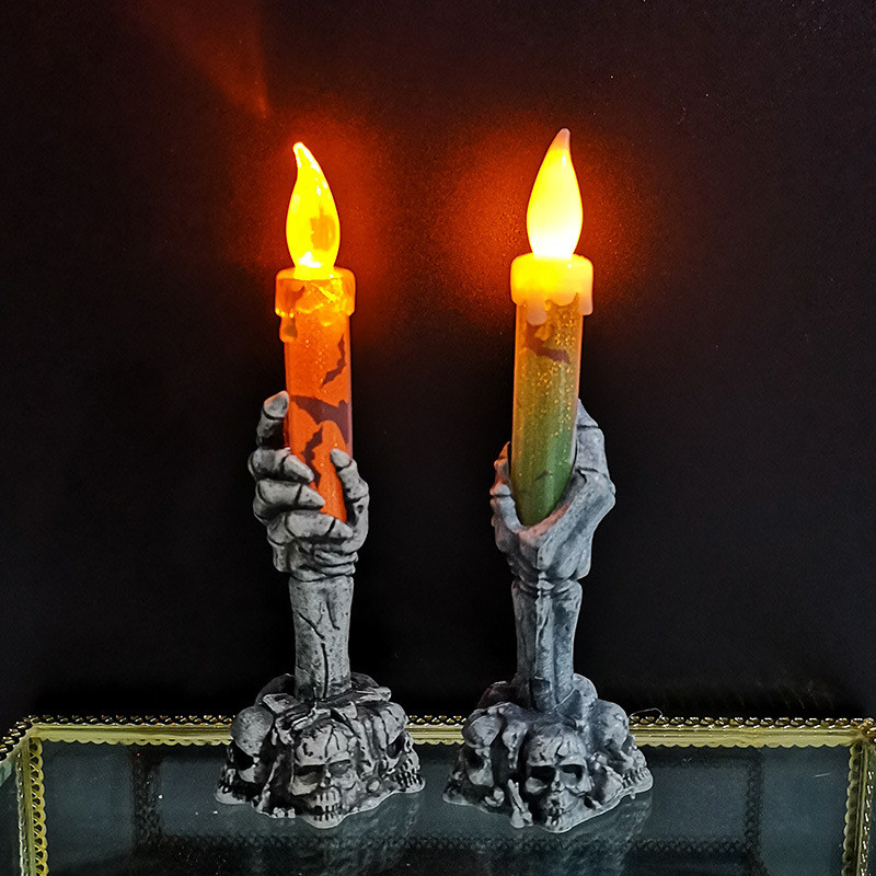 halloween skeleton candles electric lamp party decors