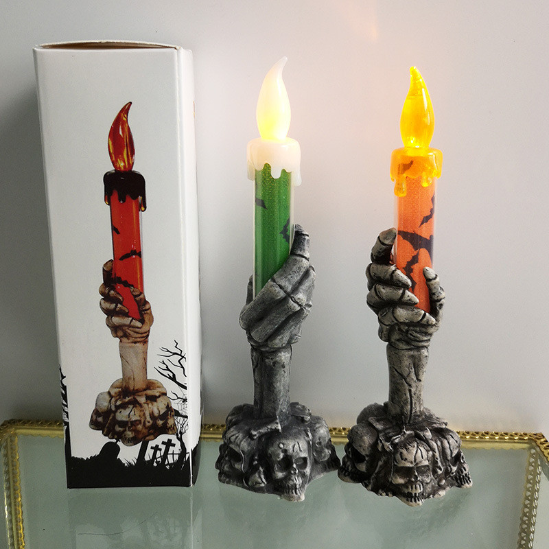 halloween skeleton candles electric lamp party decors