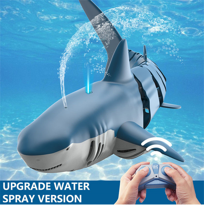 2.4G RC shark whale spray water remote controll toy