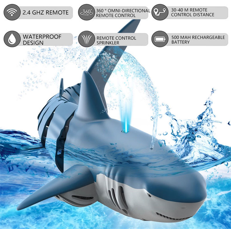 2.4G RC shark whale spray water remote controll toy