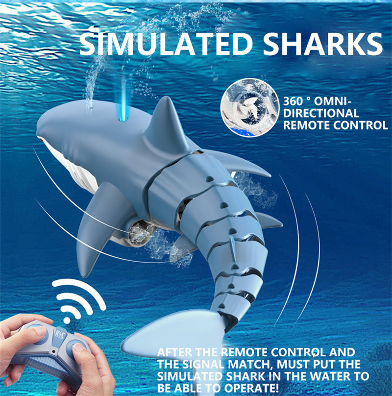 2.4G RC shark whale spray water remote controll toy