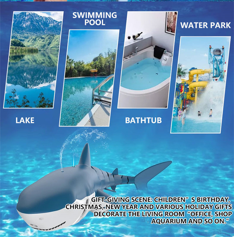 2.4G RC shark whale spray water remote controll toy