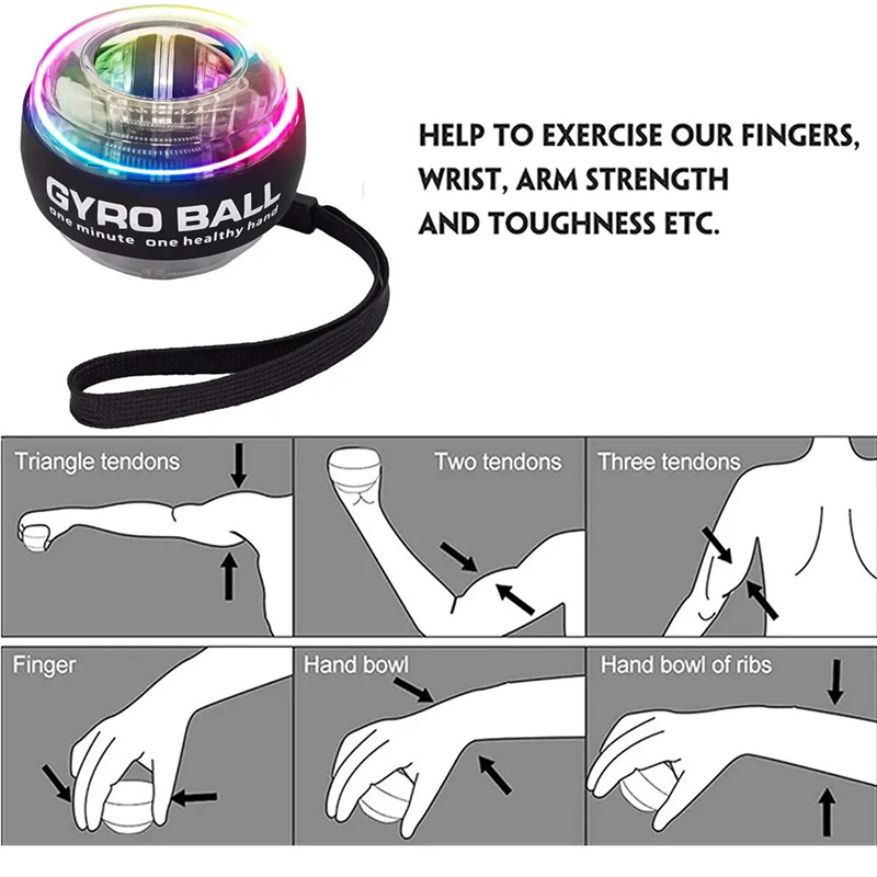 LED wrist power trainer gyro ball hand strengthener