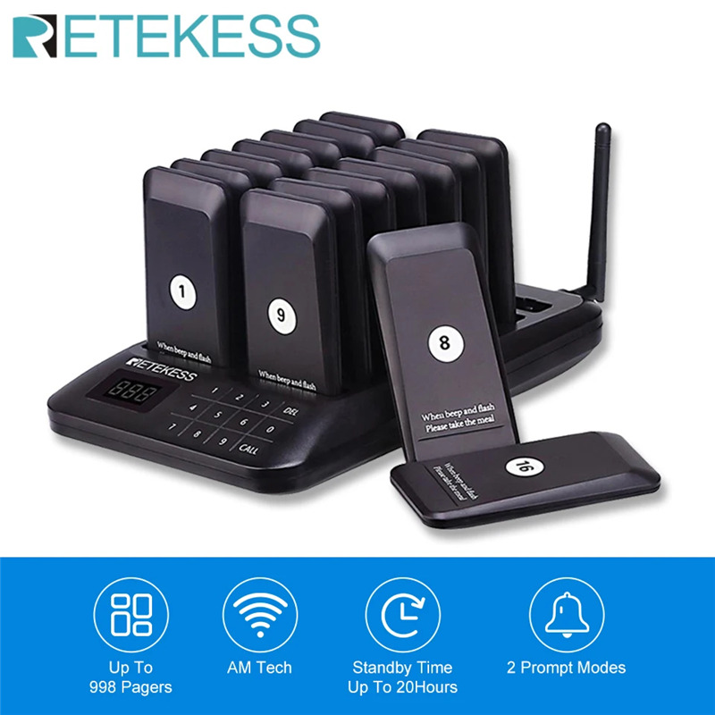 retekess TD157 wireless restaurant calling system buzzer coaster pager