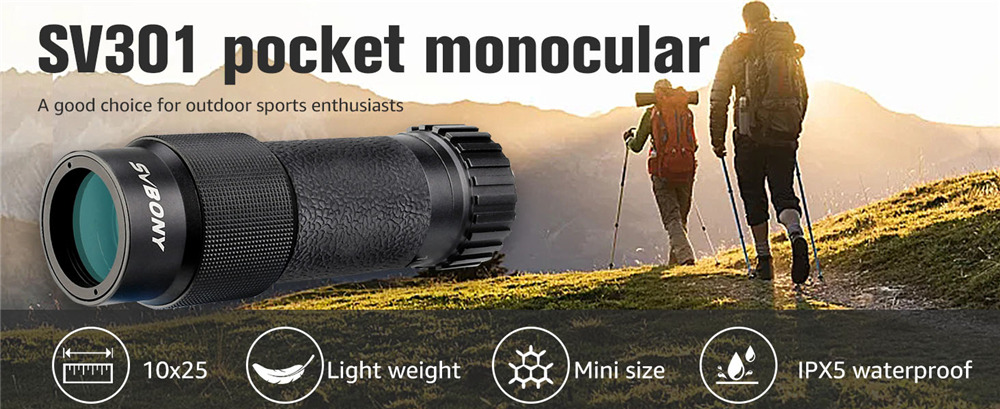 SVBONY SV301 10 x 25 metal portable monocular telescope