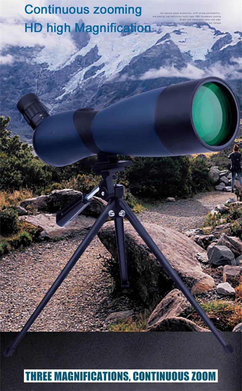 25-75x60 HD spotting scope zoom monocular BAK4 telescopes 