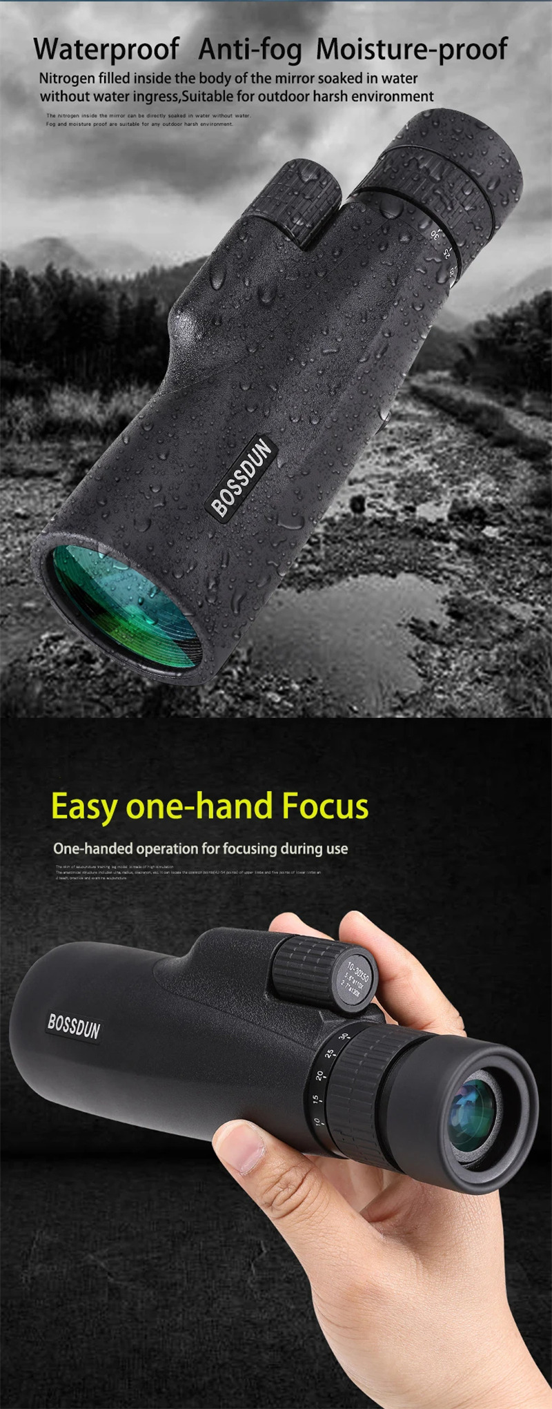 10-30x50 Zoom HD outdoor monocular telescope 