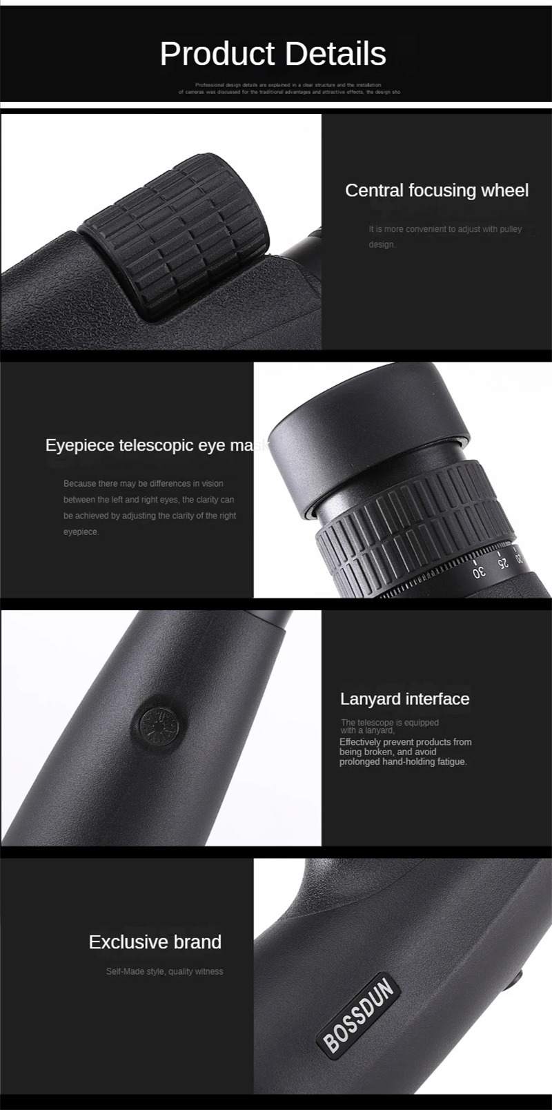 10-30×50 monocular BKA4 FCM long range telescope