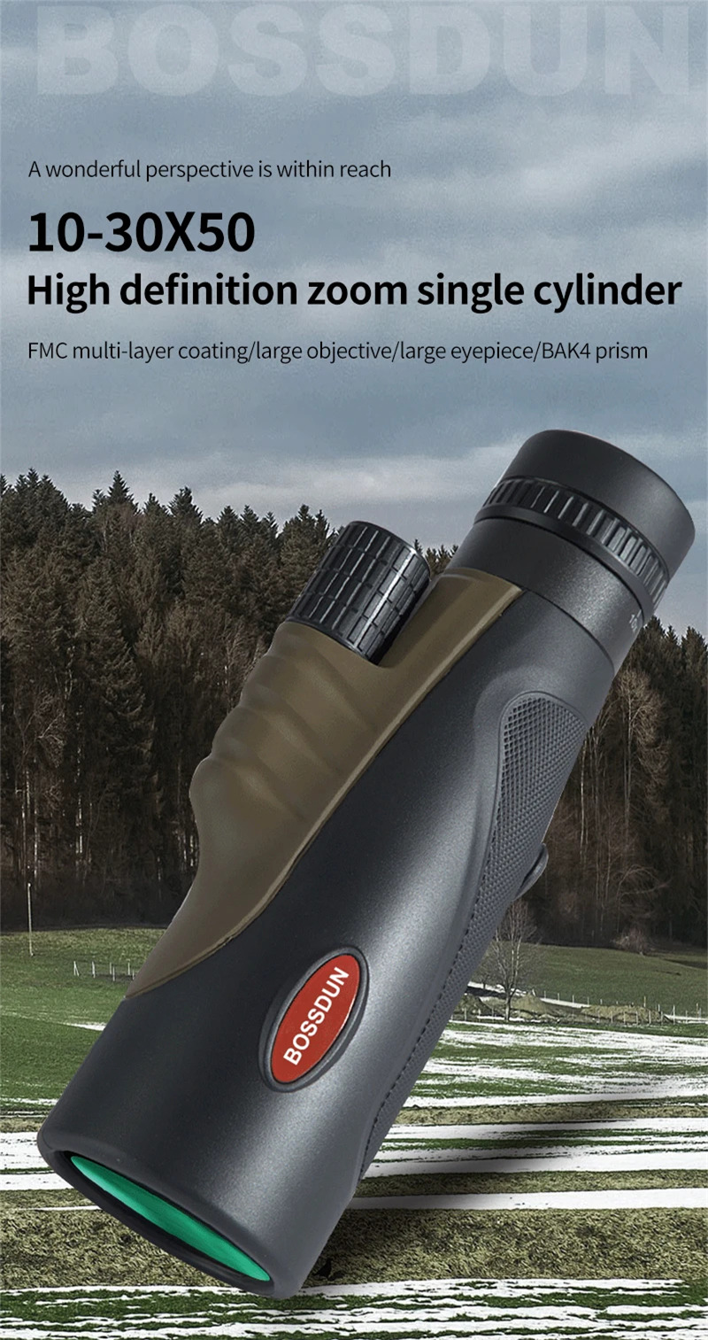 10-30x50 HD zoom monocular FMC bak4 prism telescopes