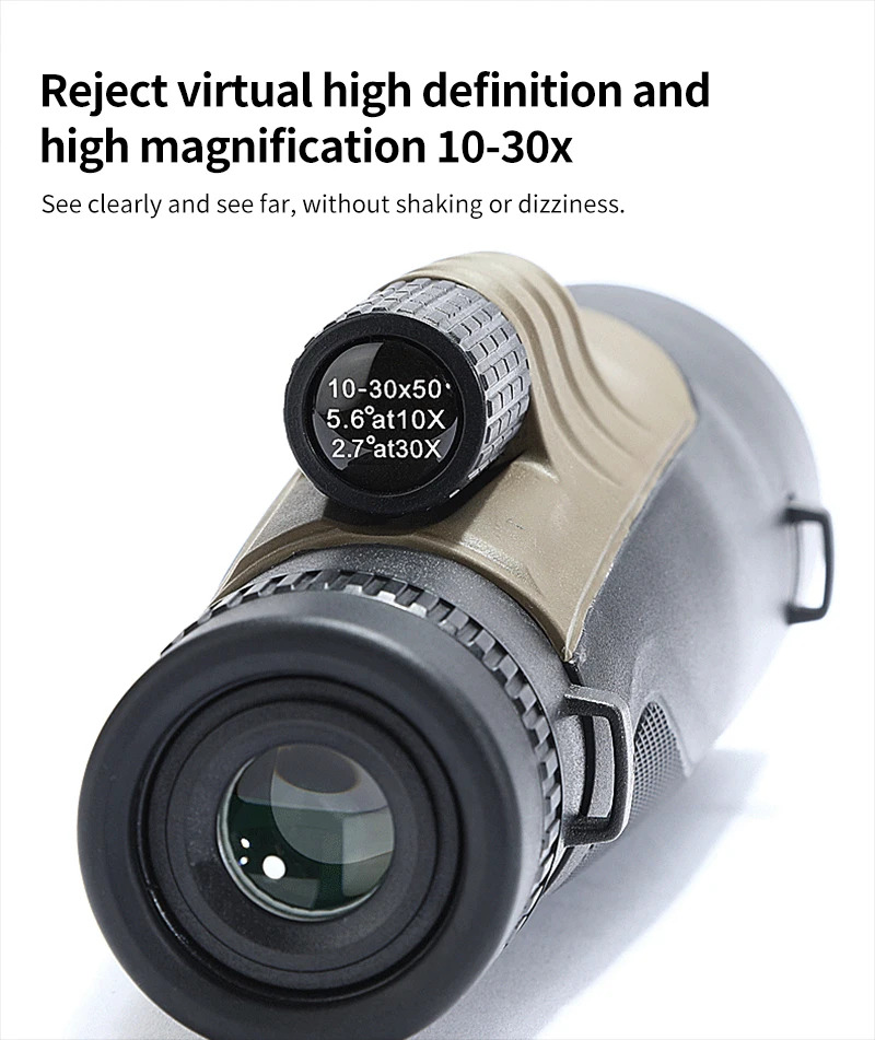 10-30x50 HD zoom monocular FMC bak4 prism telescopes