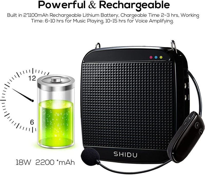 SHIDU S613 18W UHF wireless voice amplifier