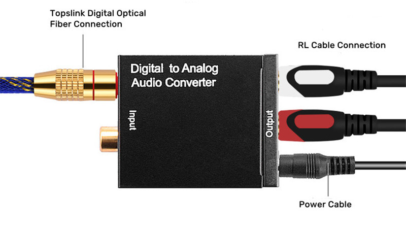 optical coaxial toslink digital to analog audio converter adapter