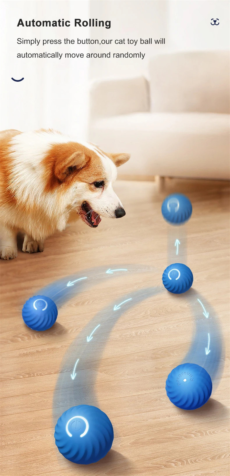 automatic moving bouncing rolling ball interactive pet dog toy