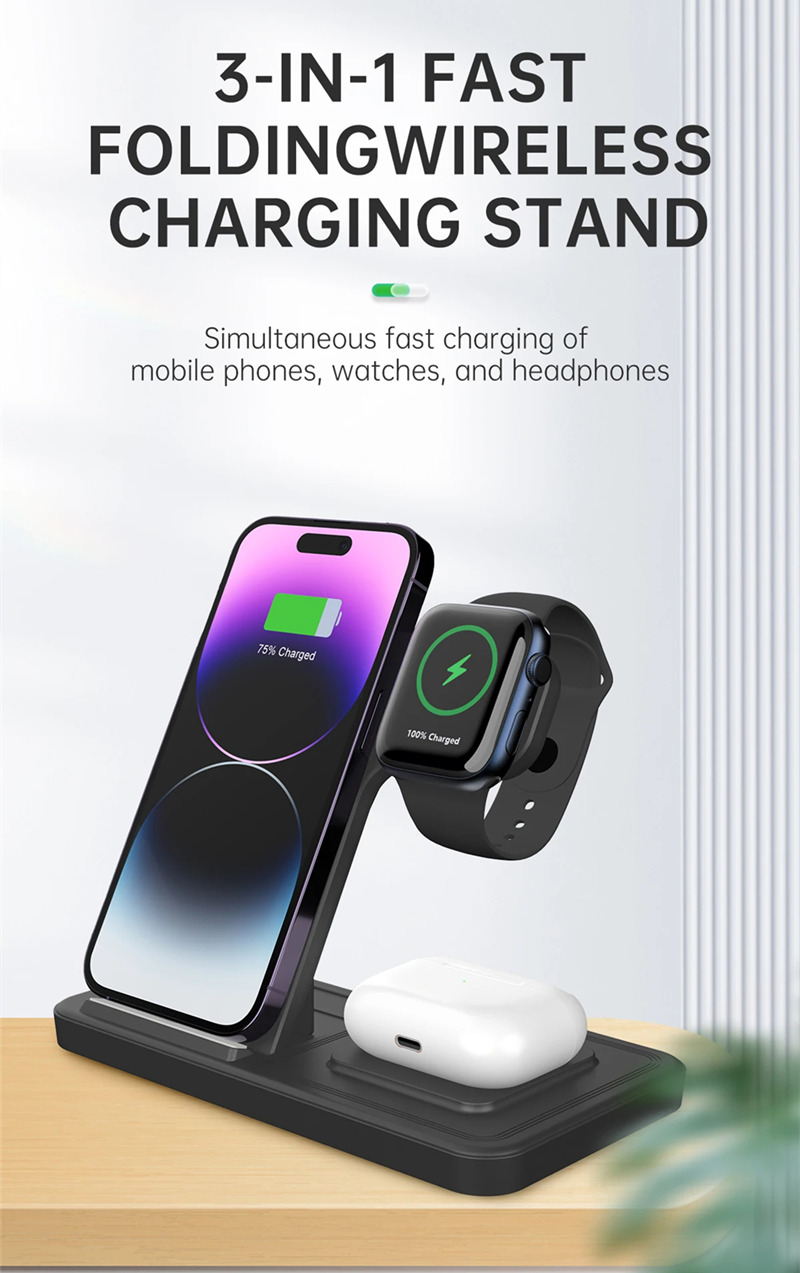 foldable 3 In 1 fast charging station for iPhone iWatch Airpod