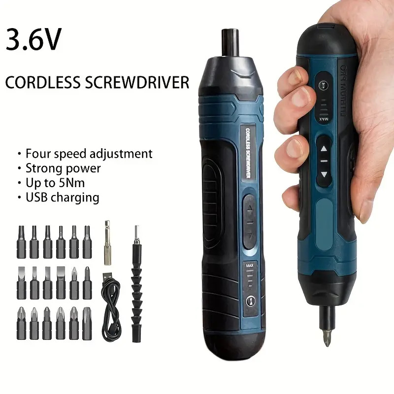 3.6v cordless electric rechargeable screwdriver set