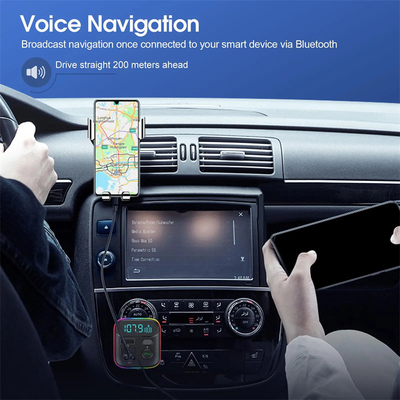 wireless fm radio transmitter MP3 player fast charging adapter for car