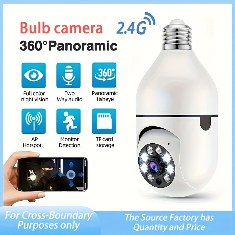 E27 light bulb home wifi security camera