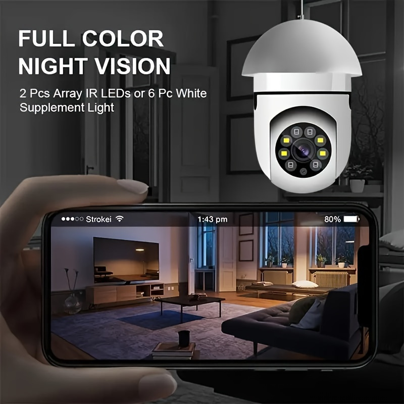 E27 light bulb home wifi security camera