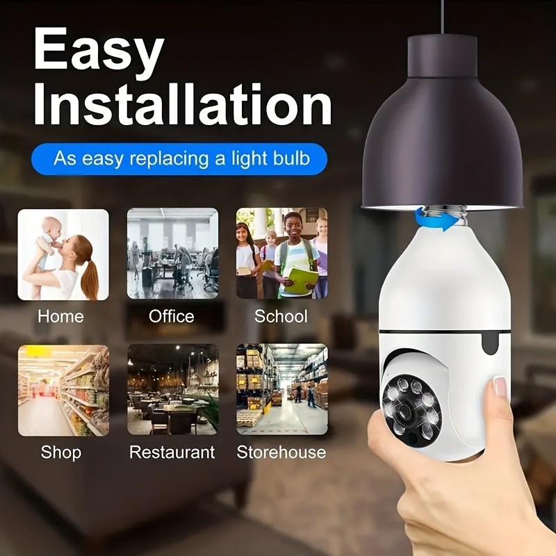 E27 light bulb home wifi security camera