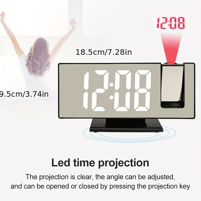 large 3D projection alarm led mirror clock