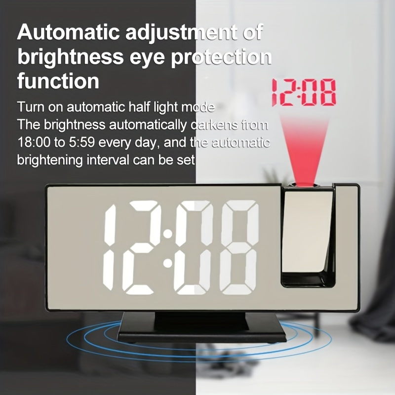 large 3D projection alarm led mirror clock