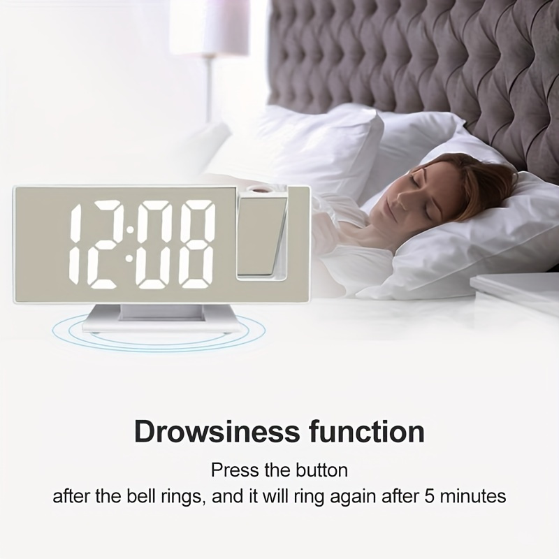 large 3D projection alarm led mirror clock