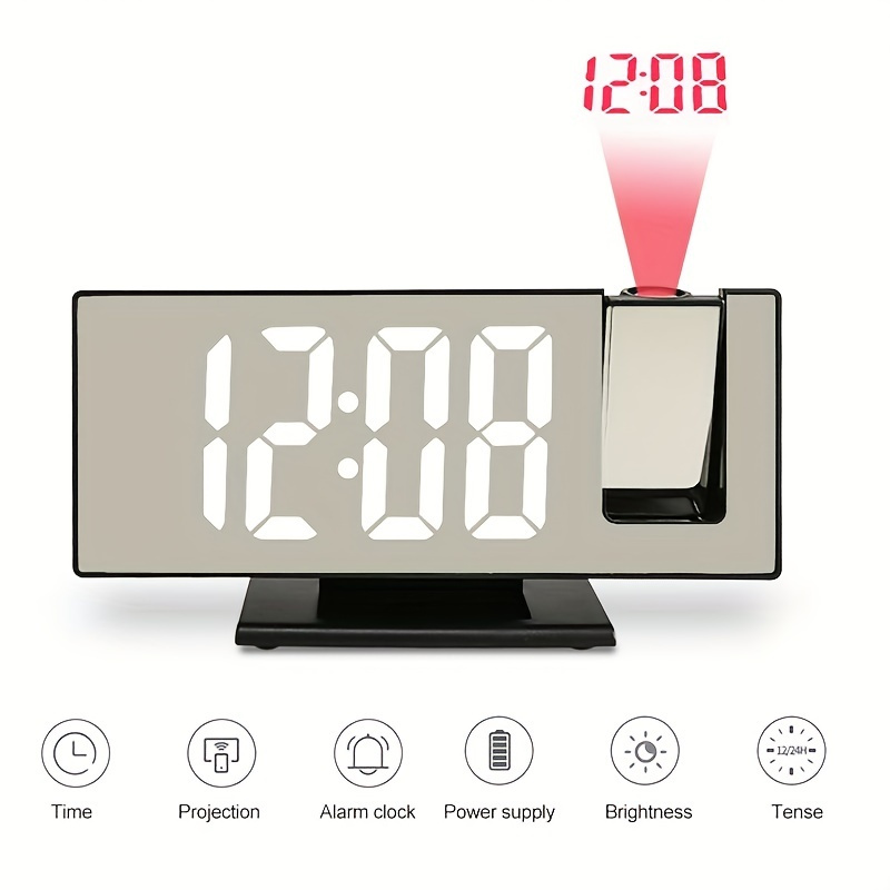 large 3D projection alarm led mirror clock