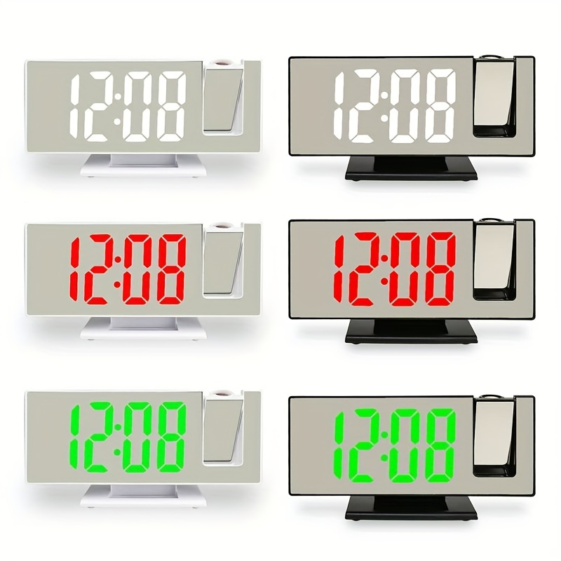 large 3D projection alarm led mirror clock