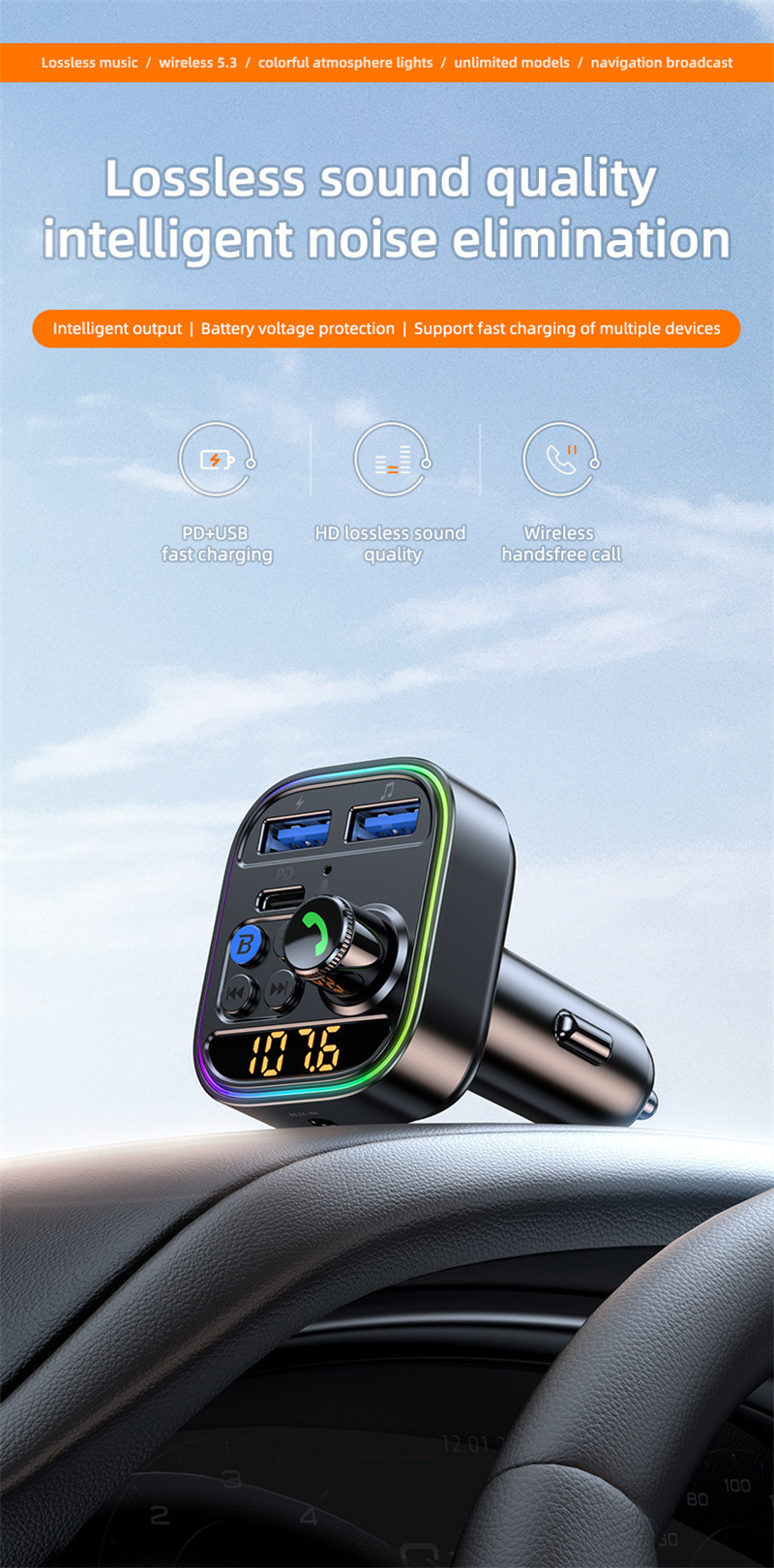 T18 car phone charger mp3 player fm transmitter bluetooth adapter
